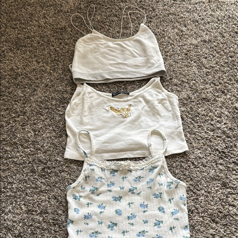 White and Floral Crop Tops Set